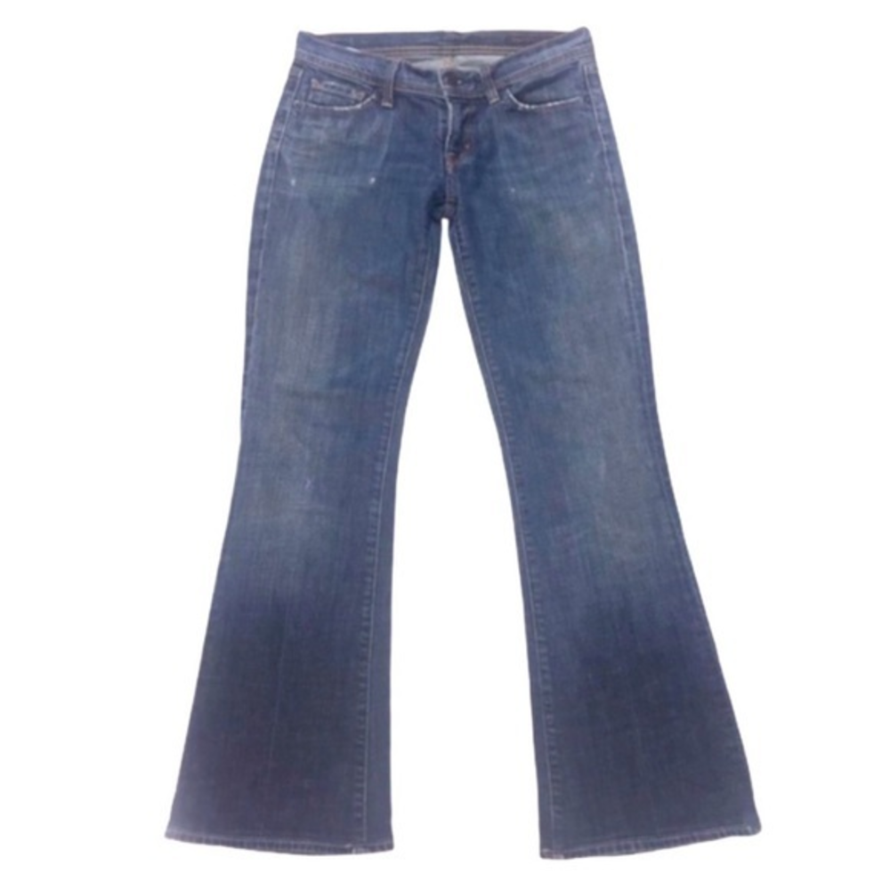 Citizens of‎ Humanity 27 dark denim blue wash low rise flare cotton blend jeans